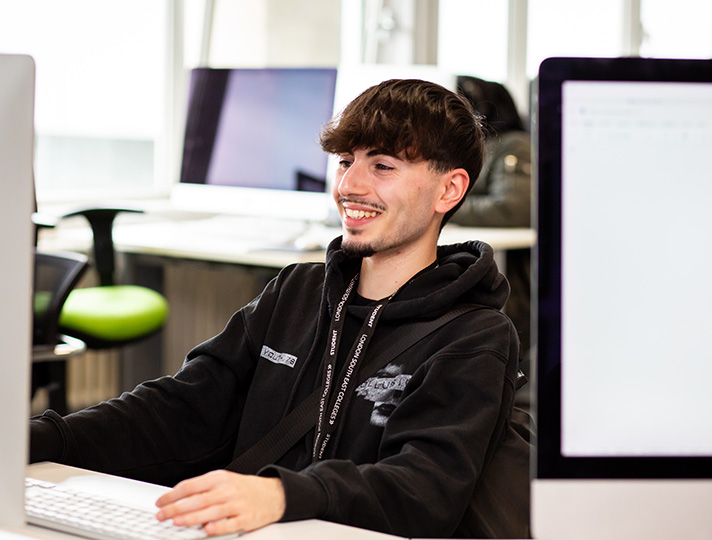 Student working on computer